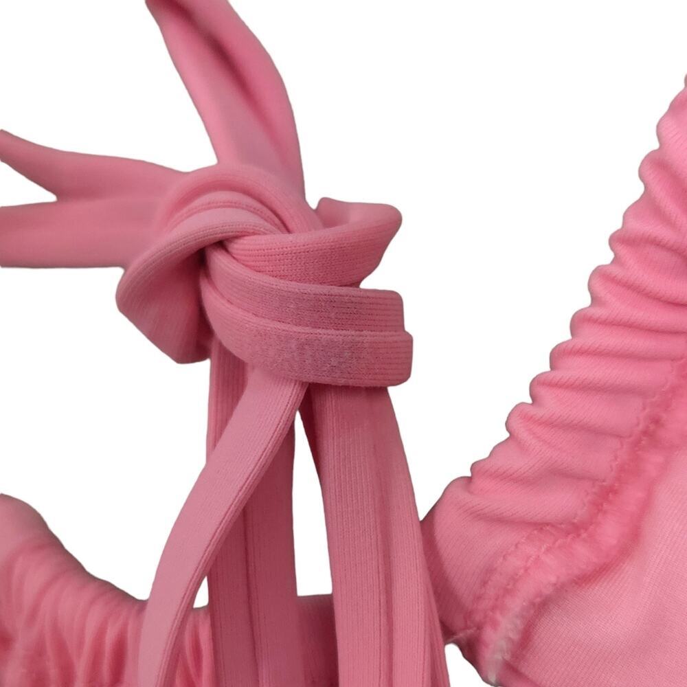 WeWoreWhat Cut Out One Piece Swimsuit Baby Pink Halter Runched Cup Tie - Picture 16 of 16